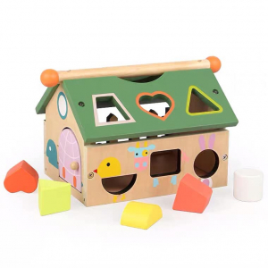 Jocuri educative (3 ani +) - Joc educativ din lemn sortare forme geometrice Casuta inteligenta - Smart House