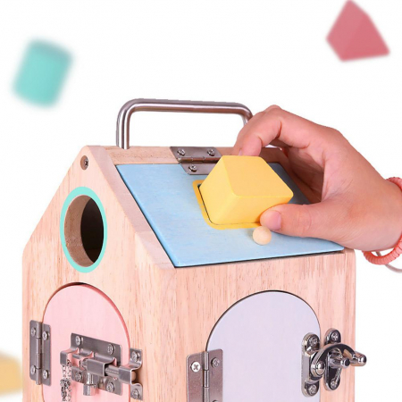 Joc Senzorial  Casuta cu Incuie si descuie Sortator Forme Geometrice [8]