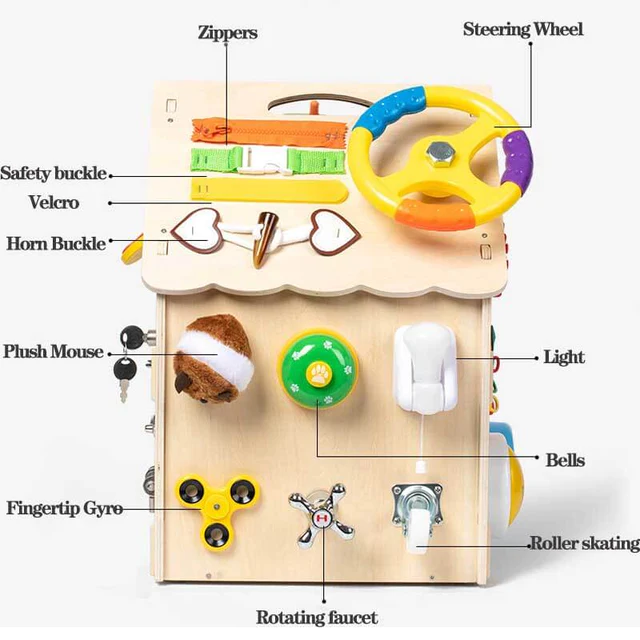 Cub Senzorial Montessori Lemn Inchizatori Casuta cu Jocuri Busy Board [5]