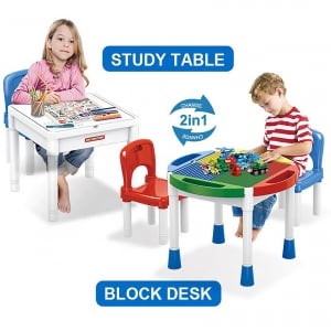 Masa tip Lego cu 2 Scaune 2 in 1 Compatibila cu Piesele Lego [6]