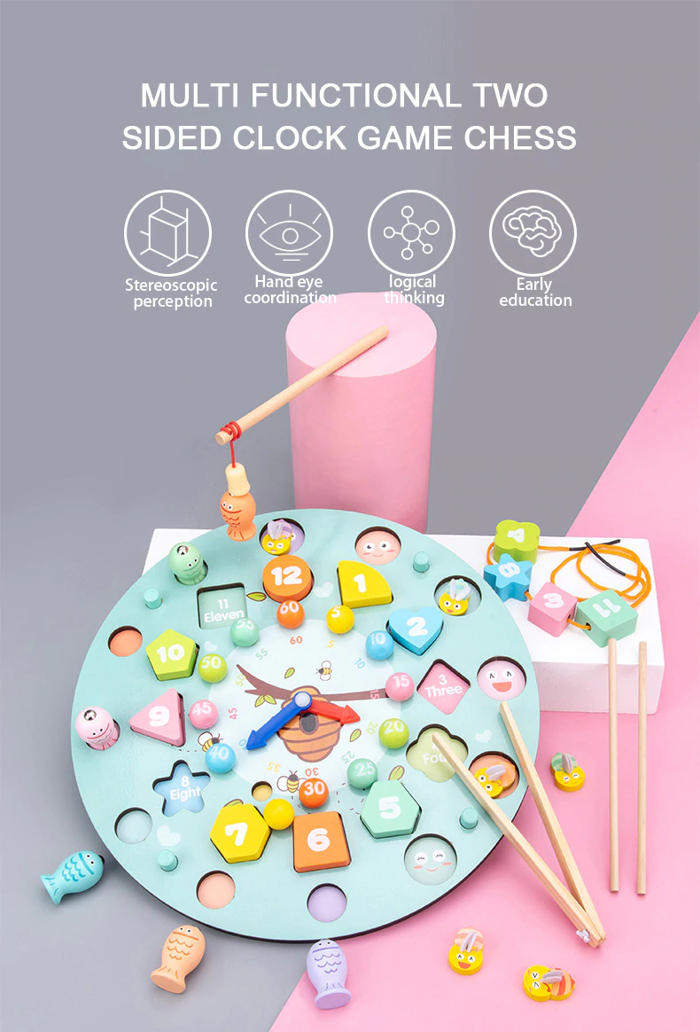 REDUCERI - Ceas din lemn multifunctional 5 in 1