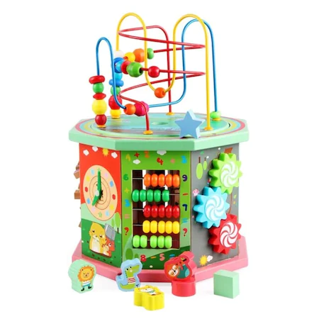 Cuburi din lemn (18 Luni +) - Centru activitati multifunctional Mare 10 in 1