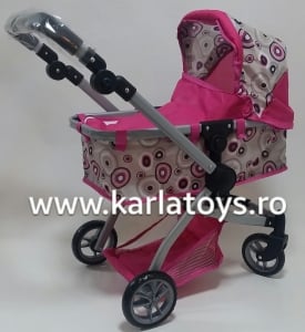 Carucior papusi - Carucior papusi 2 in 1 cadru metalic si roti mari