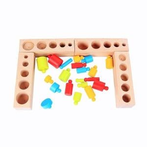 Joc Lemn Montessori Cilindri din Lemn - Set 4 Cilindri Colorati [2]