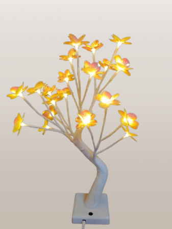 Figurine Craciun - Copacel Decorativ cu Flori si 24 LED-uri ALb Cald USB si Baterii –  50 cm