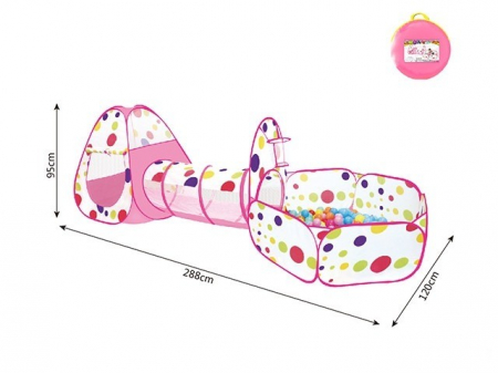 Tarc - Corturi copii ( 6 luni +) - Cort de Joaca Centru de Joaca Multifunctional 3 in 1 Cort, Tunel si Cos de Baschet Roz