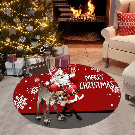 Covorase  copii ( 3 luni +) - Covor 3D Rotund Mos Craciun Merry Christmas