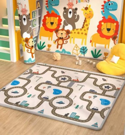 Camera copilului - Covor joaca reversibil copii 180x200 cm grosime 2cm XPE antiderapant Animale salbatice
