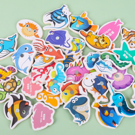 Joc Magnetic de Pescuit din Lemn 34 de Animale Marine [3]