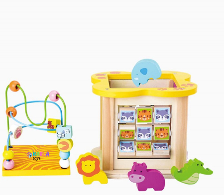 Cub Activitatii Lemn 5 in 1 cu activitati Animale Salbatice [3]