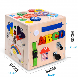 Cub Lemn Educativ Senzorial Montessori Busy Box 25 de activitati [6]