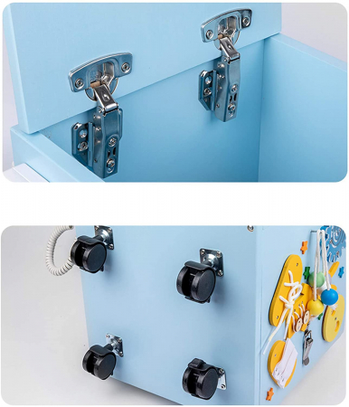 Centru de activitatii multifunctional montessori Cub Busy Box senzorial cu inchizatori [5]