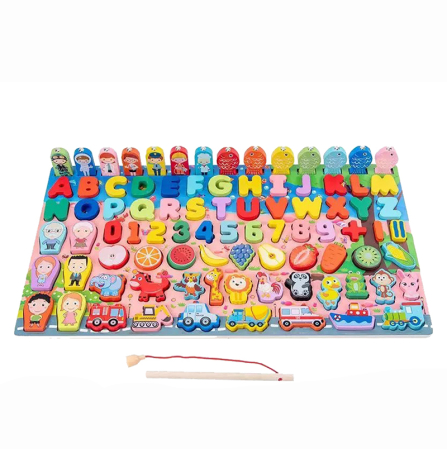Jucarii din Lemn & Montessori - Jucarie Didactica Montessori – Placa Logaritmica 8 in 1 din Lemn