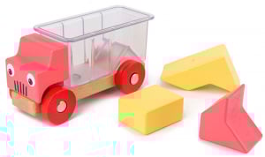 Set 3 masinute din lemn cuburi figuri geometrice puzzle [7]
