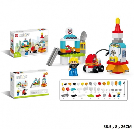 Jocuri creative (3 ani +) - Set Blocuri de Constructie Racheta – 60 Piese