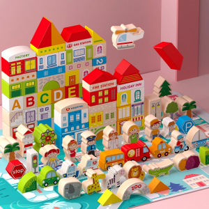 Jocuri creative (3 ani +) - Cuburi din Lemn de Construit Animale 120 piese