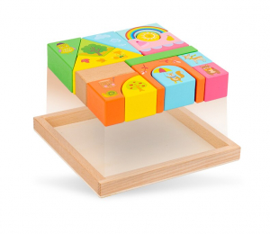 Set Cuburi de constructie cu animale din lemn cu cutie [2]