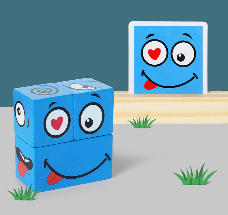 Cuburi puzzle din lemn Expresiile Fetei [8]