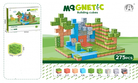 Jocuri creative (3 ani +) - Cuburi magnetice tip Minecraft Set blocuri de constructie Montessori pentru copii 275 piese