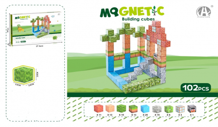 Jocuri creative (3 ani +) - Cuburi magnetice tip Minecraft Set blocuri de constructie Montessori pentru copii102 piese