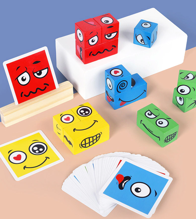 Cuburi puzzle din lemn Expresiile Fetei [1]