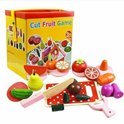 Bucatarii  de Jucarie(3 Ani+) - Set de legume si fructe de feliat cu magnet cu cutie