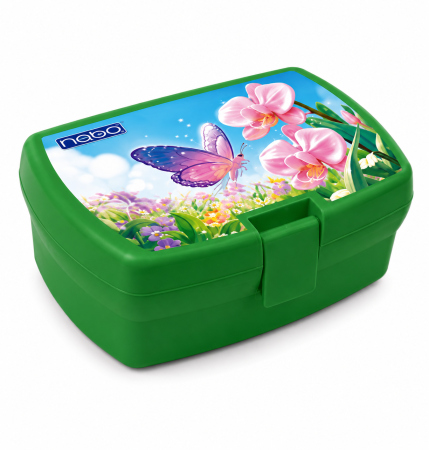 Accesorii de Scoala - Cutie Sandwich Fluture, Verde, 16,5x14x6,5cm, Nebo