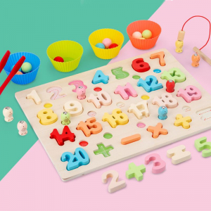 Jucarii Copii - Joc lemn puzzle 3D alfabet sau numere 3 in 1