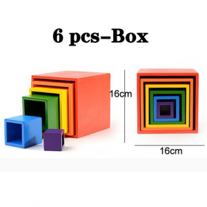 Jocuri creative (3 ani +) - Cuburi din Lemn Curcubeu Montessori