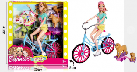 Papusa Barbie pe bicicleta cu doi catelusi [2]