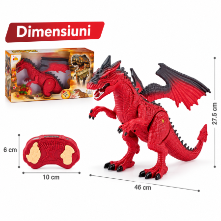 Dinozaur Dragon Interactiv cu Telecomanda, Rosu [1]