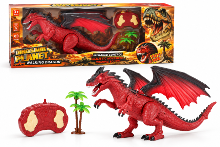 Masinute & Trenulete  (3 ani+) - Dinozaur Dragon Interactiv cu Telecomanda, Rosu