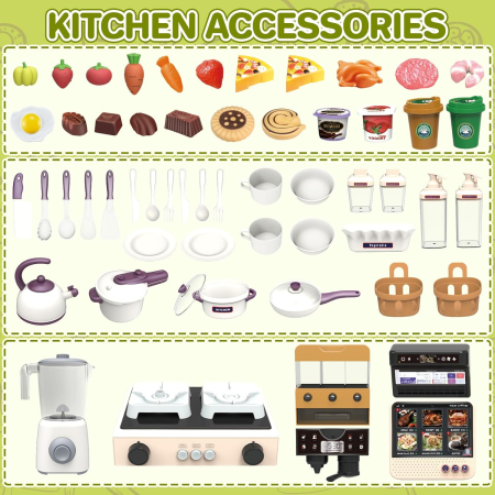 Set Bucatarie Interactiva pentru Copii cu Lumina, Sunet, Apa, Abur si Accesorii Verde [1]