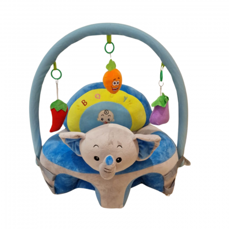 Fotoliu bebe sit up din plus cu Bara jucarii Elefant Albastru gri [1]