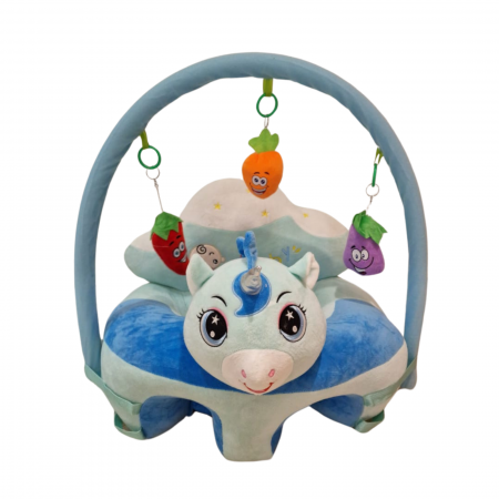 Fotolii din plus sit up Bebe - Fotoliu bebe sit up din plus cu Bara jucarii Unicorn Albastru