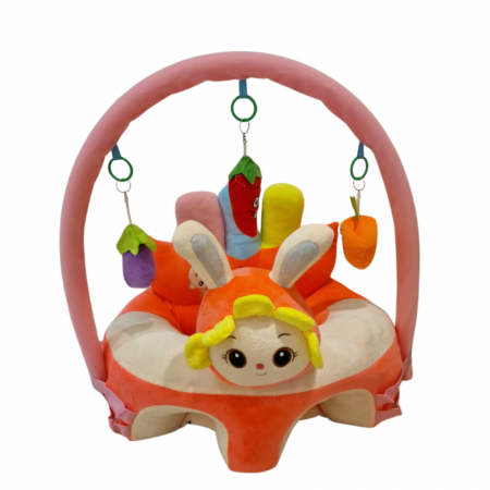 Fotolii din plus sit up Bebe - Fotoliu bebe sit up din plus cu Bara jucarii Iepuras crem portocaliu