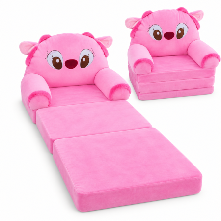 Fotolii din plus - Fotoliu din Plus Extensibil Stitch Angel Roz  Copii, 3 Placi, 120 cm