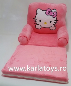 Fotolii din plus - Fotoliu extensibil Hello Kitty din plus pentru copii 80 cm