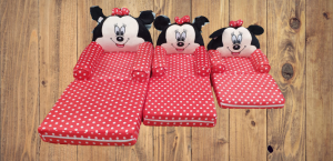 Fotoliu extensibil XXL din plus Mickey Mouse cu buline  120 cm [3]