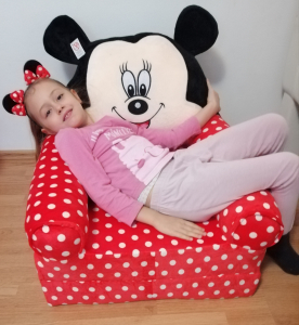 Fotoliu extensibil XXL din plus Mickey Mouse cu buline  120 cm [4]