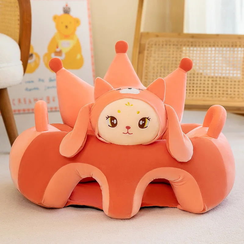 Fotolii din plus - Fotoliu pentru bebe  tip sit up de plus, model portocaliu
