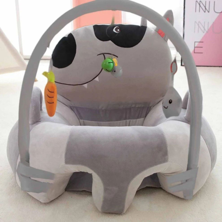 Fotolii din plus - Fotoliu Scaunel Bebe din Plus cu Arcada de Jucarii – Catel Gri