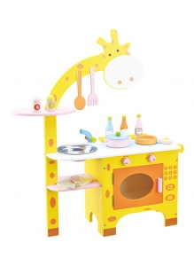 Bucatarie din Lemn Girafa cu accesorii pentru copii [1]