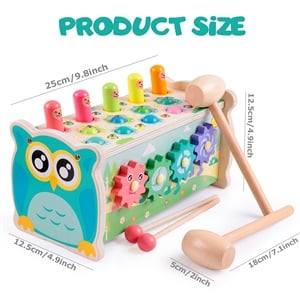 Joc din lemn Hamster cu ciocanel si Xilofon 4 in 1 [6]