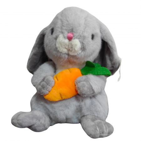 Jucarii din Plus - Mascote din Plus(3 ani +) - Iepuras Gri din plus cu morcov