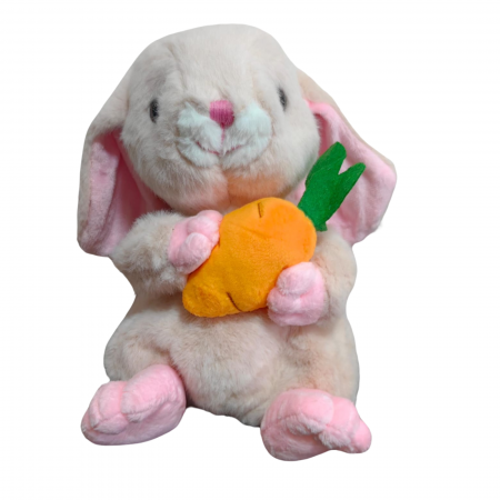 Jucarii din Plus - Mascote din Plus(3 ani +) - Iepuras roz din plus cu morcov