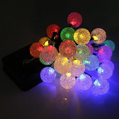 Articole Craciun - Instalatie luminoasa solara exterior cu 50 globuri, 10 m lungime, Multicolor