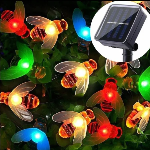 Instalație solară cu 50 albinuțe, 6.5 metri, exterior, multicolor [1]