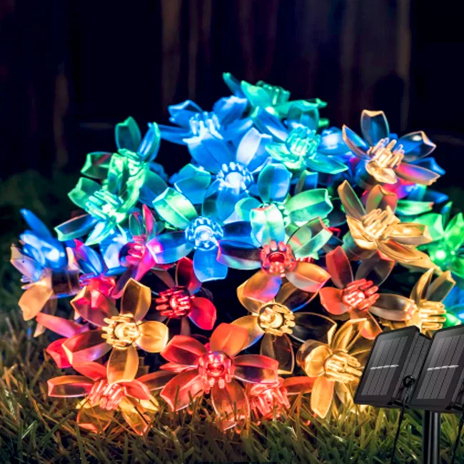 Instalatii Luminoase Craciun - Instalație cu 50 de Flori Luminoase, 6.5 metri, multicolor