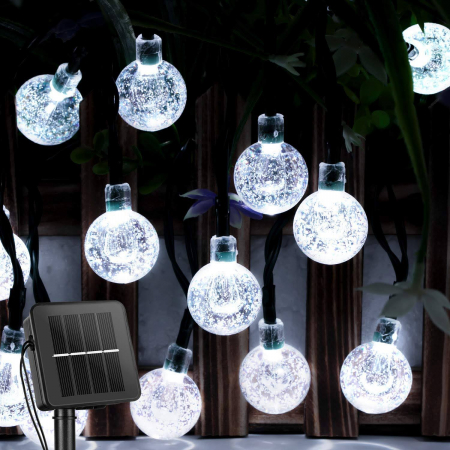 Instalatie luminoasa solara exterior cu 50 globuri, 5 m lungime, lumina rece [1]